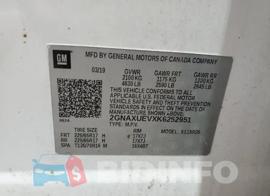 2GNAXUEVXK6252951 Photo# 13