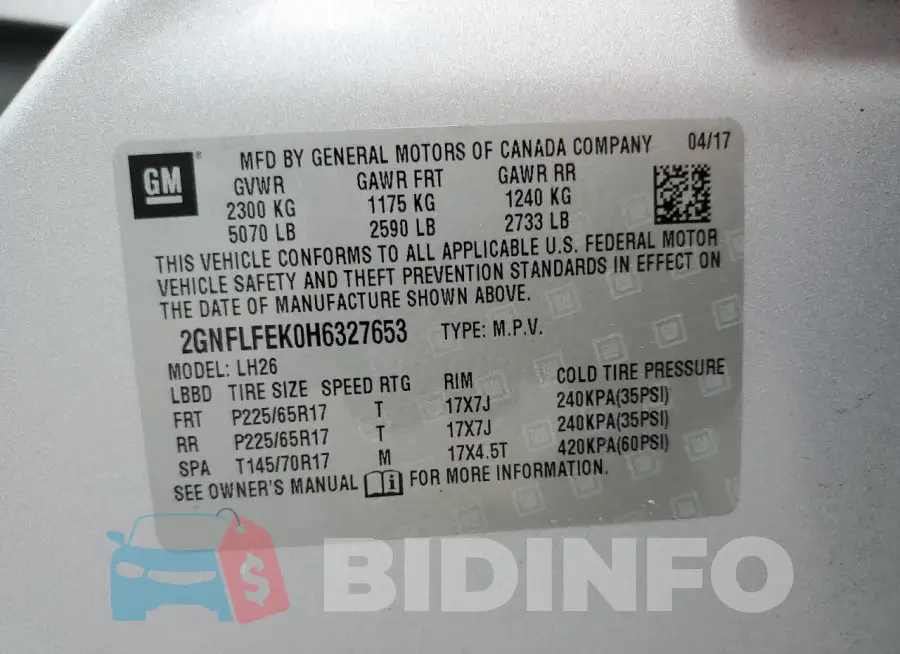 2GNFLFEK0H6327653 Photo# 13