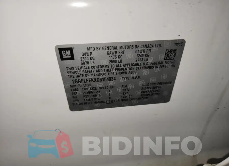 2GNFLFEKXG6154934 Photo# 14