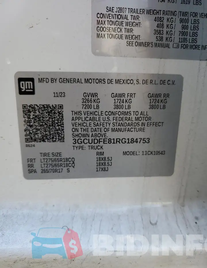 3GCUDFE81RG184753 Photo# 12