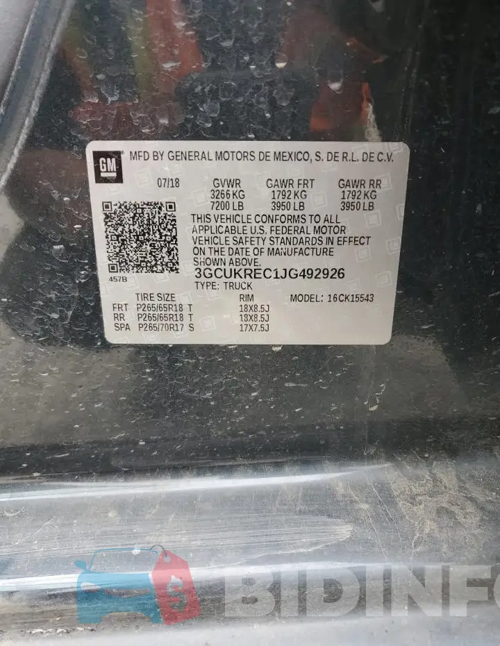 3GCUKREC1JG492926 Photo# 12