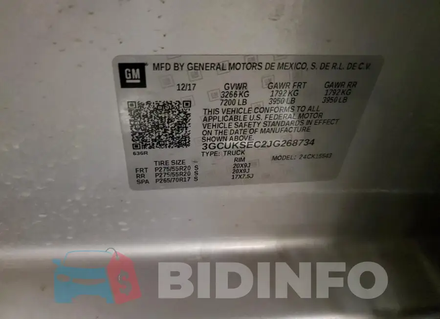 3GCUKSEC2JG268734 Photo# 12