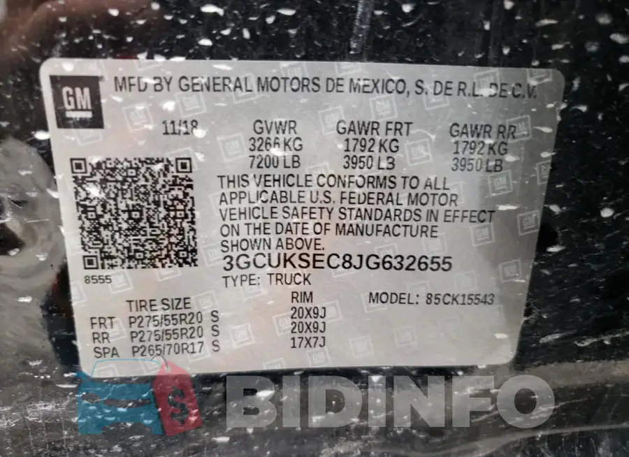 3GCUKSEC8JG632655 Photo# 12