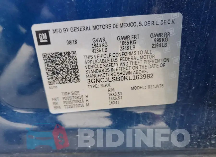 3GNCJLSB0KL163982 Photo# 14