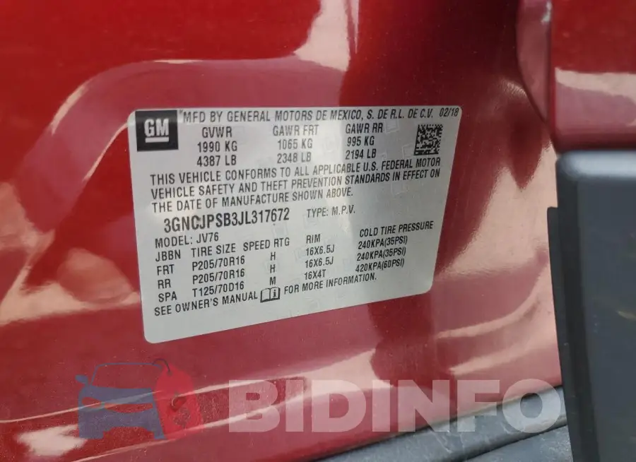 3GNCJPSB3JL317672 Photo# 13