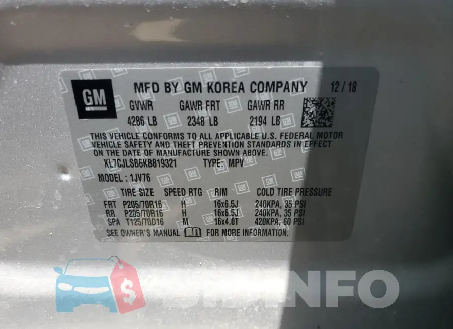 KL7CJLSB6KB819321 Photo# 13