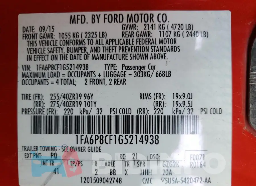 1FA6P8CF1G5214938 Photo# 12