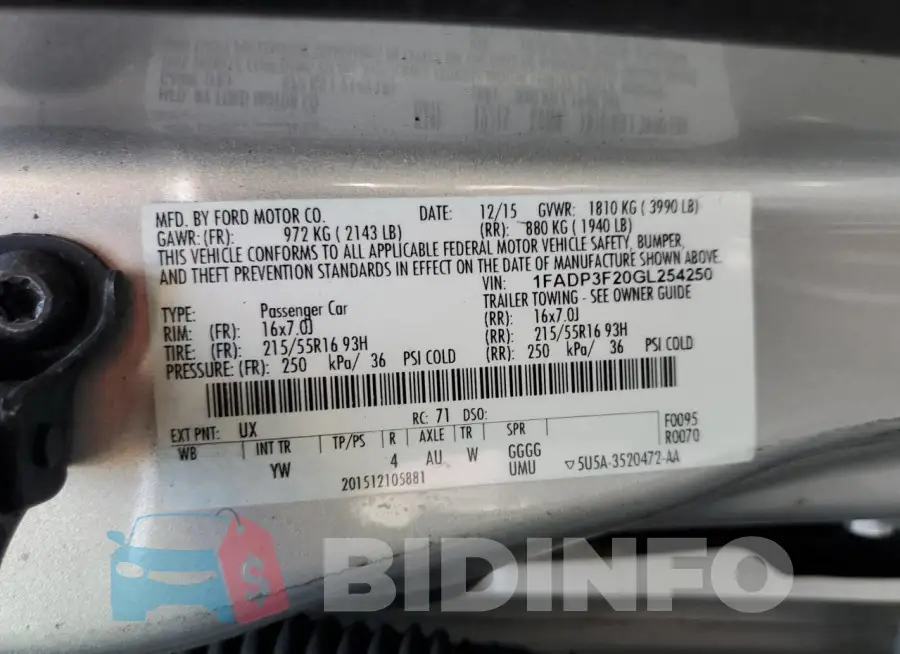 1FADP3F20GL254250 Photo# 12