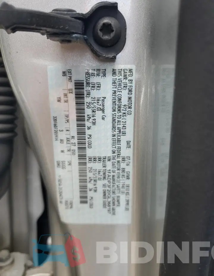 1FADP3F20GL368197 Photo# 12