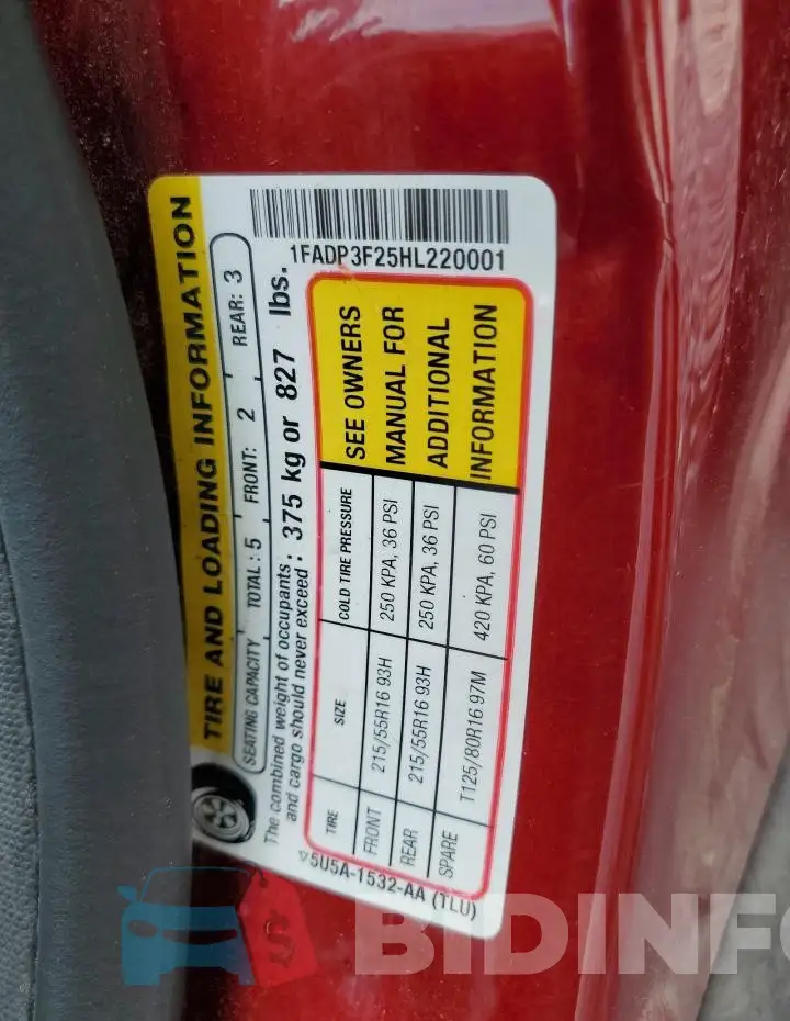 1FADP3F25HL220001 Photo# 12