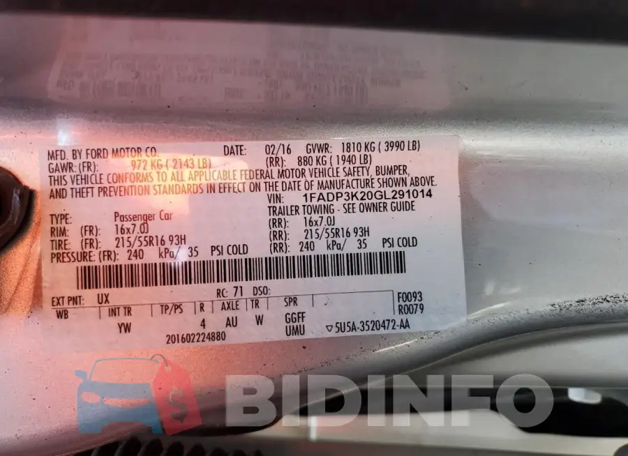 1FADP3K20GL291014 Photo# 12