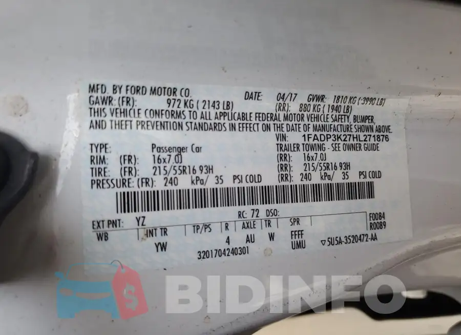 1FADP3K27HL271876 Photo# 12