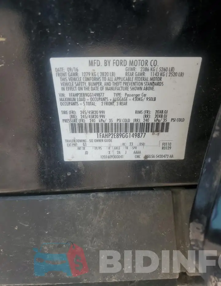 1FAHP2E89GG149877 Photo# 12