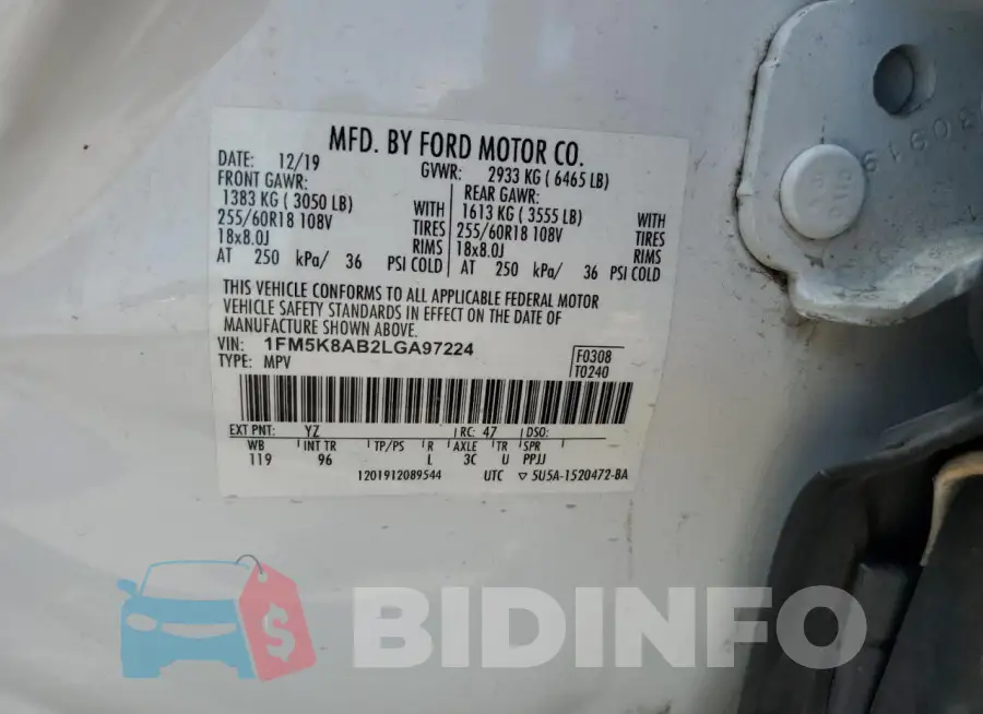 1FM5K8AB2LGA97224 Photo# 13