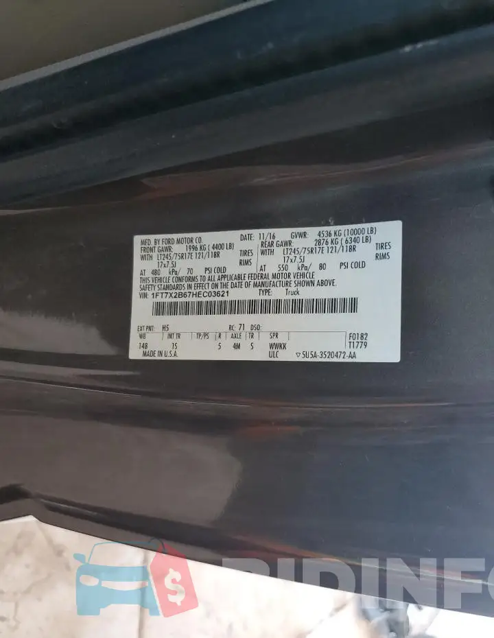 1FT7X2B67HEC03621 Photo# 12