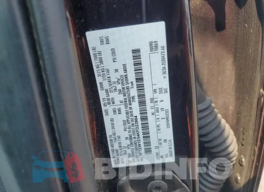 1FTEW1E54KFD23904 Photo# 12