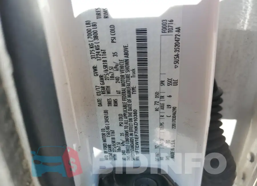1FTEW1EF7HKD10380 Photo# 12