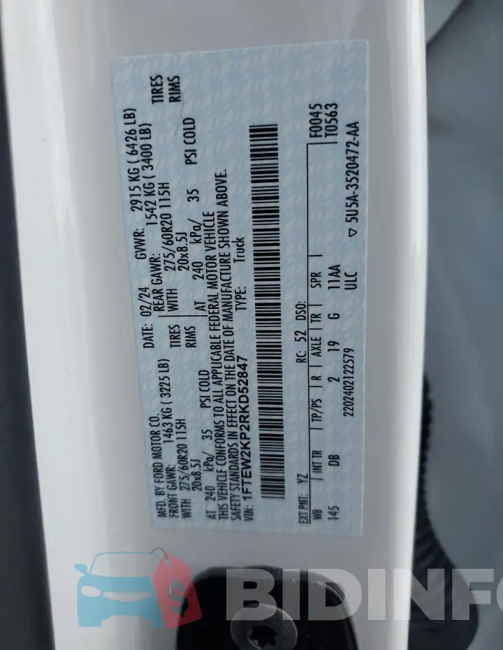 1FTEW2KP2RKD52847 Photo# 13