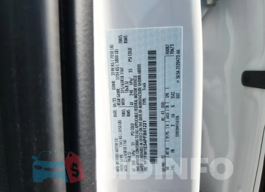 1FTFW1E54PFB61221 Photo# 12