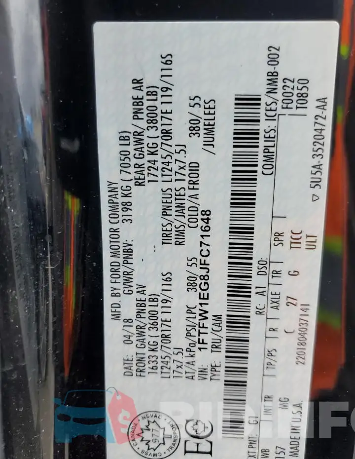 1FTFW1EG8JFC71648 Photo# 12