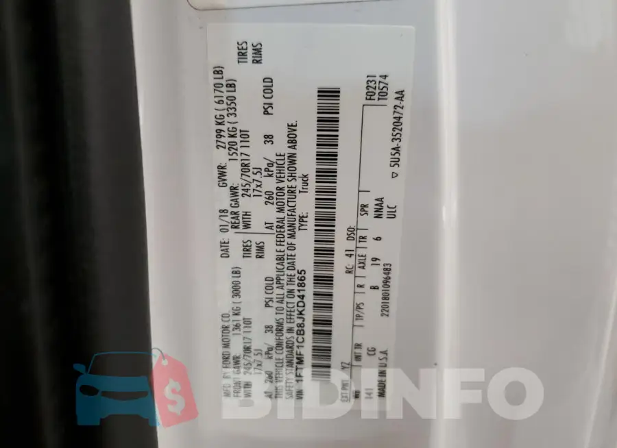 1FTMF1CB8JKD41865 Photo# 12