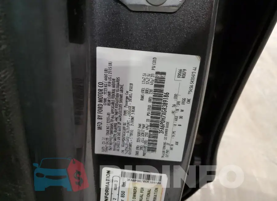 3FA6P0H7XGR389186 Photo# 12