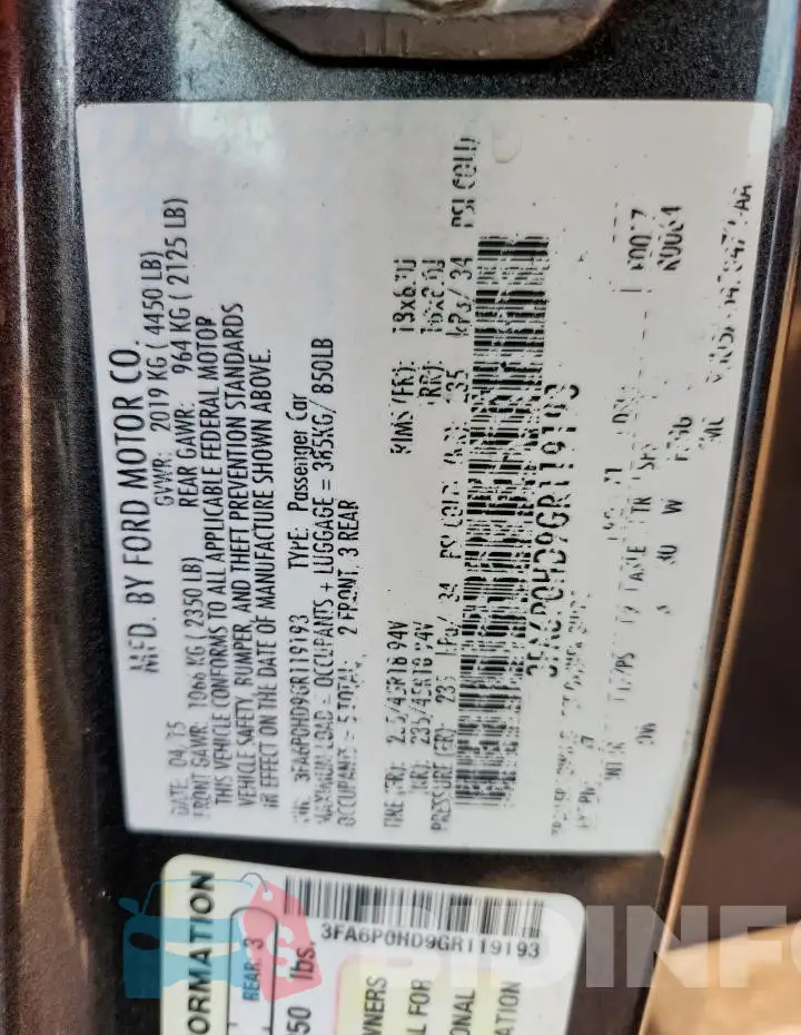 3FA6P0HD9GR119193 Photo# 12