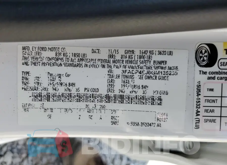 3FADP4EJ6GM135230 Photo# 13