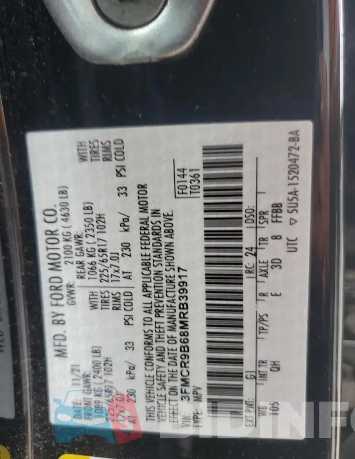 3FMCR9B68MRB39917 Photo# 14