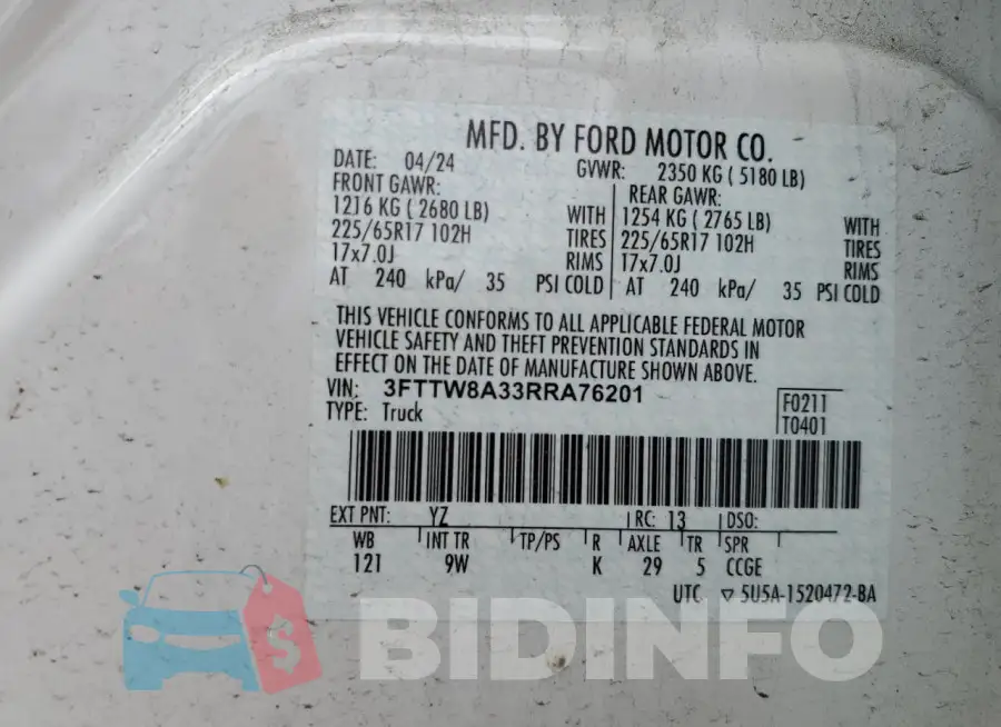 3FTTW8A33RRA76201 Photo# 12