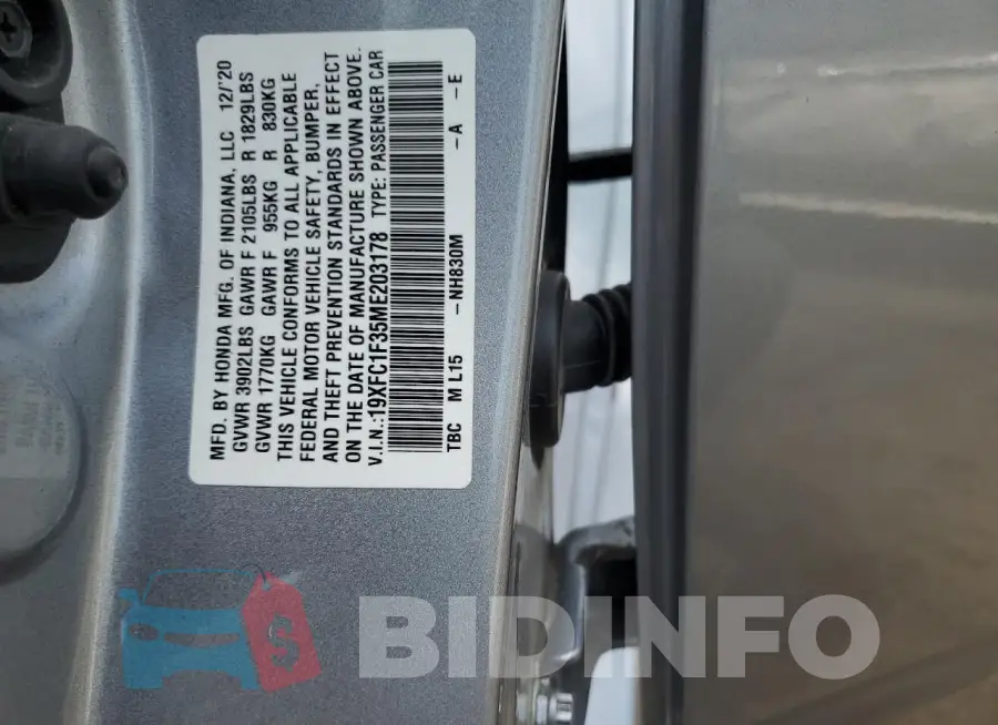 19XFC1F35ME203178 Photo# 12