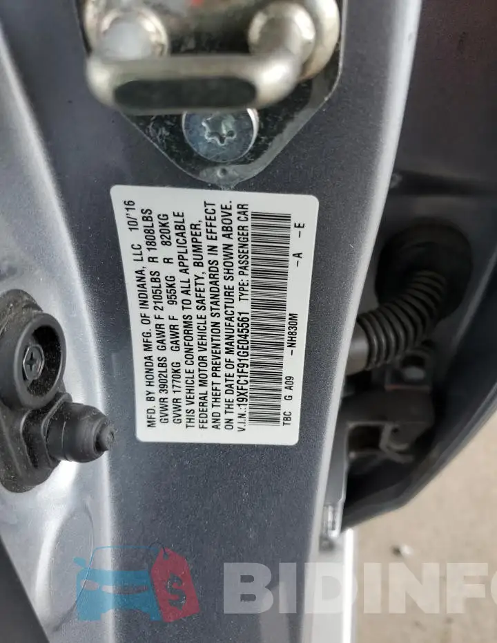 19XFC1F91GE045561 Photo# 12
