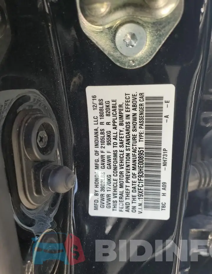 19XFC1F93HE008951 Photo# 12