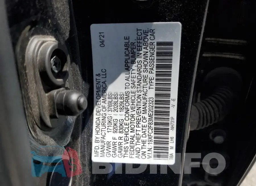 19XFC2F83ME202323 Photo# 12