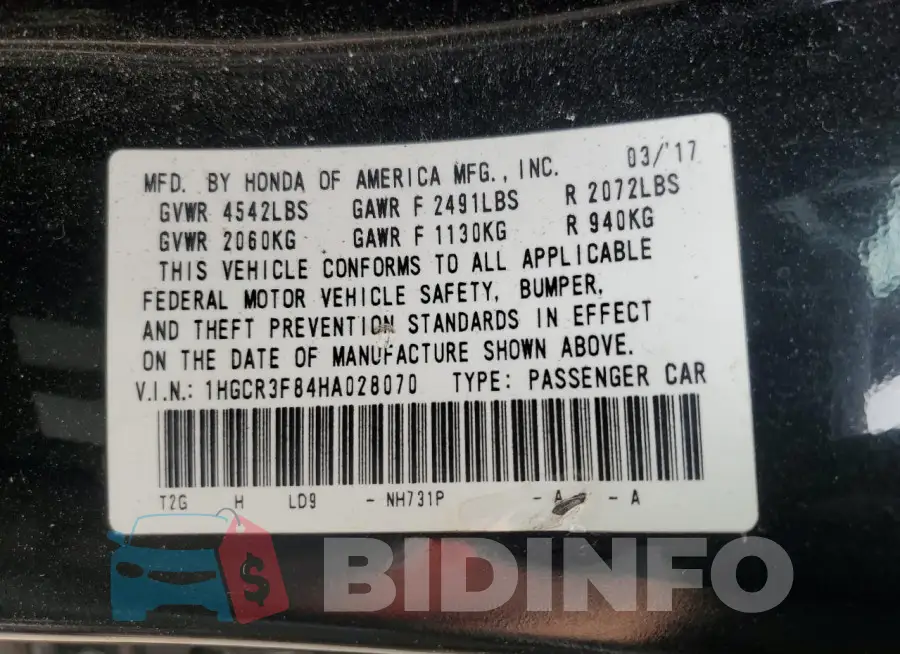 1HGCR3F84HA028070 Photo# 12