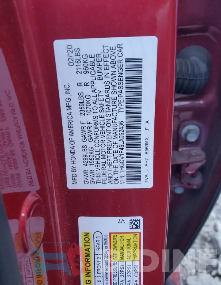 1HGCV1F46LA062436 Photo# 12