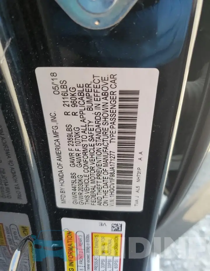 1HGCV1F98JA171277 Photo# 12