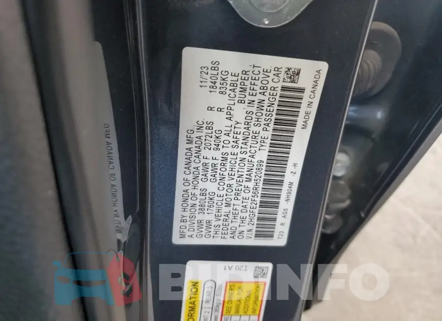 2HGFE2F56RH520899 Photo# 12