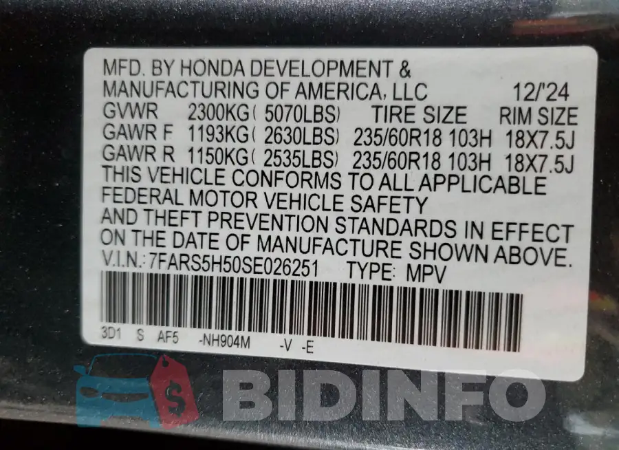 7FARS5H50SE026251 Photo# 12