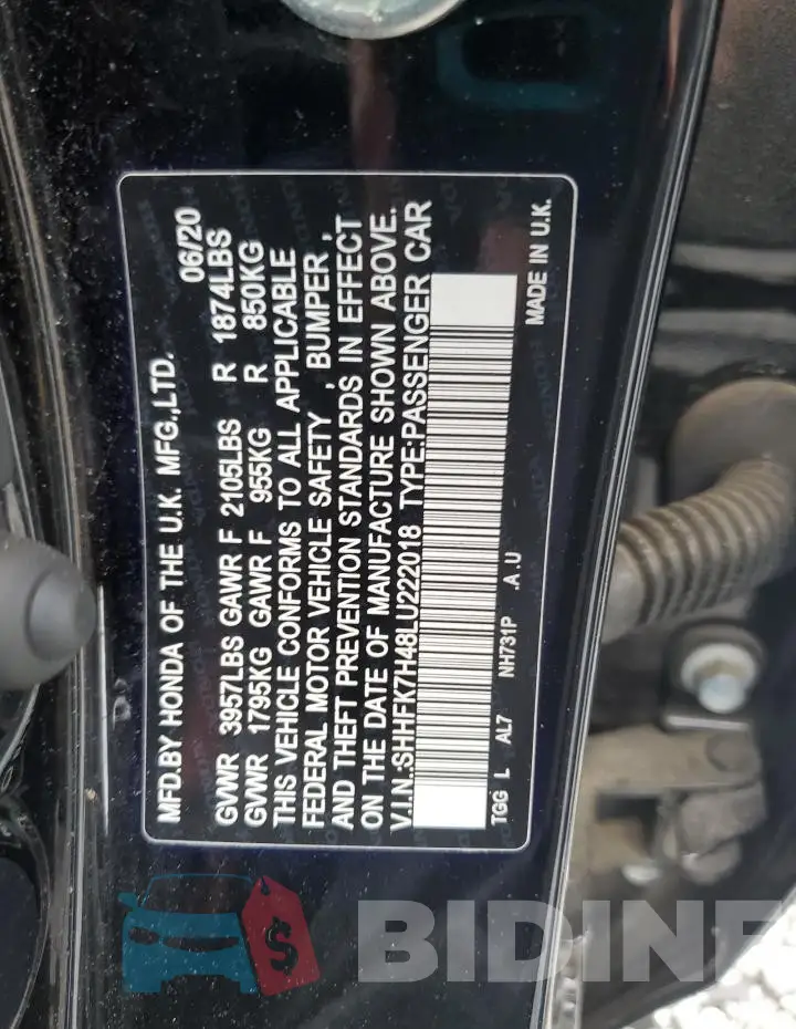 SHHFK7H48LU222018 Photo# 12