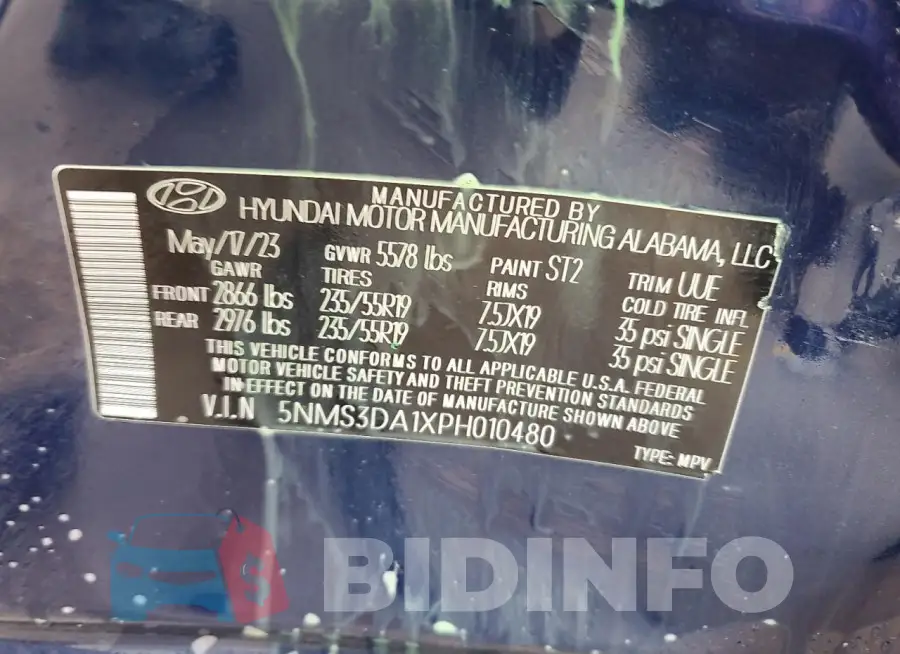 5NMS3DA1XPH010480 Photo# 14