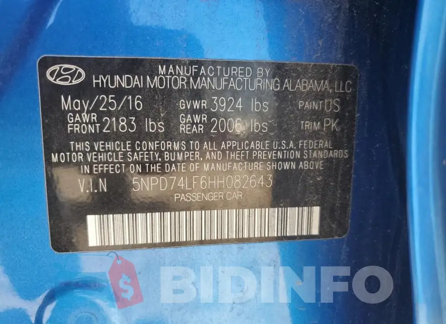 5NPD74LF6HH082643 Photo# 12