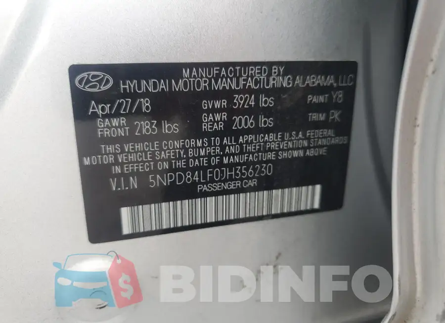 5NPD84LF0JH356230 Photo# 12