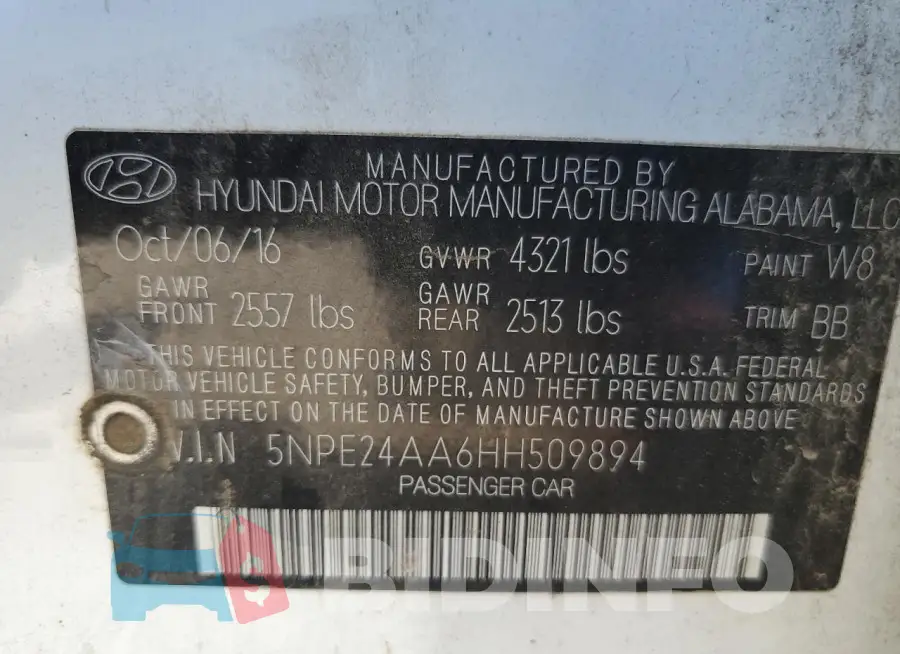 5NPE24AA6HH509894 Photo# 12