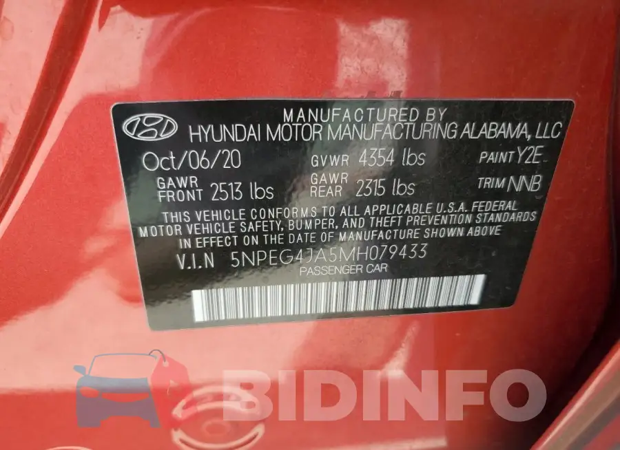5NPEG4JA5MH079433 Photo# 13