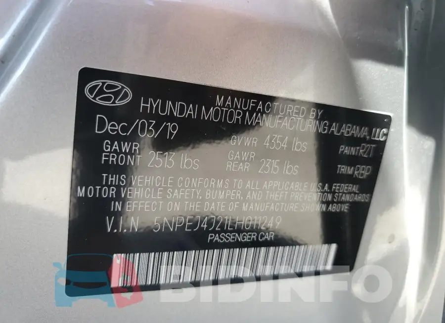 5NPEJ4J21LH011249 Photo# 13