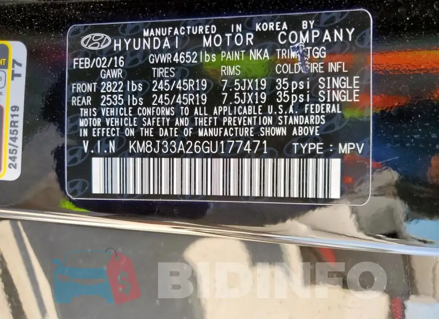 KM8J33A26GU177471 Photo# 13