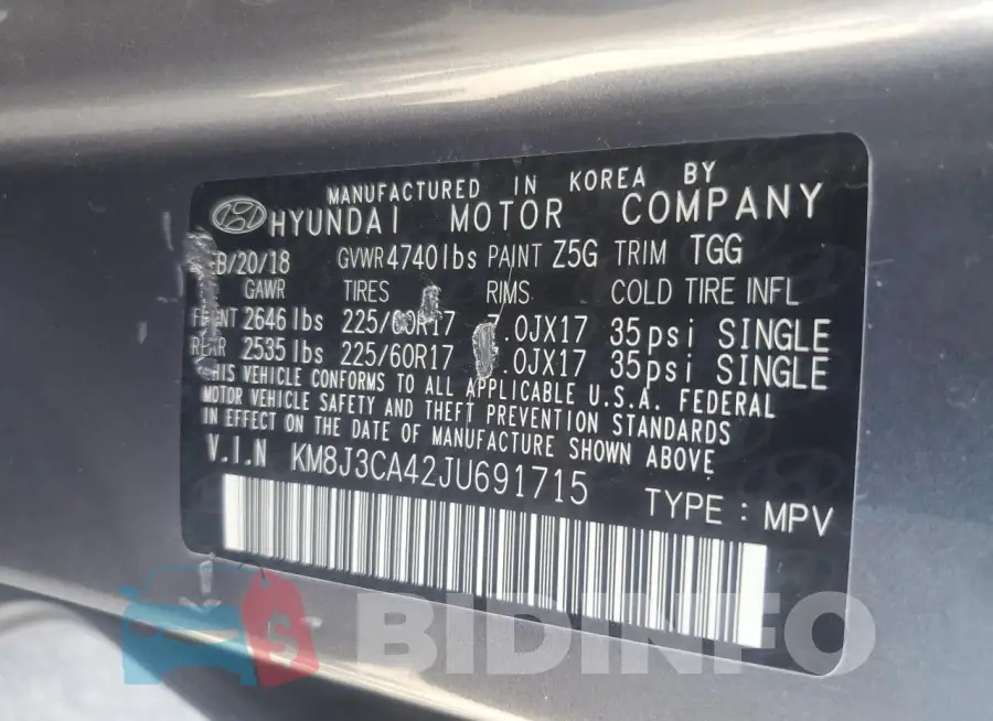KM8J3CA42JU691715 Photo# 13