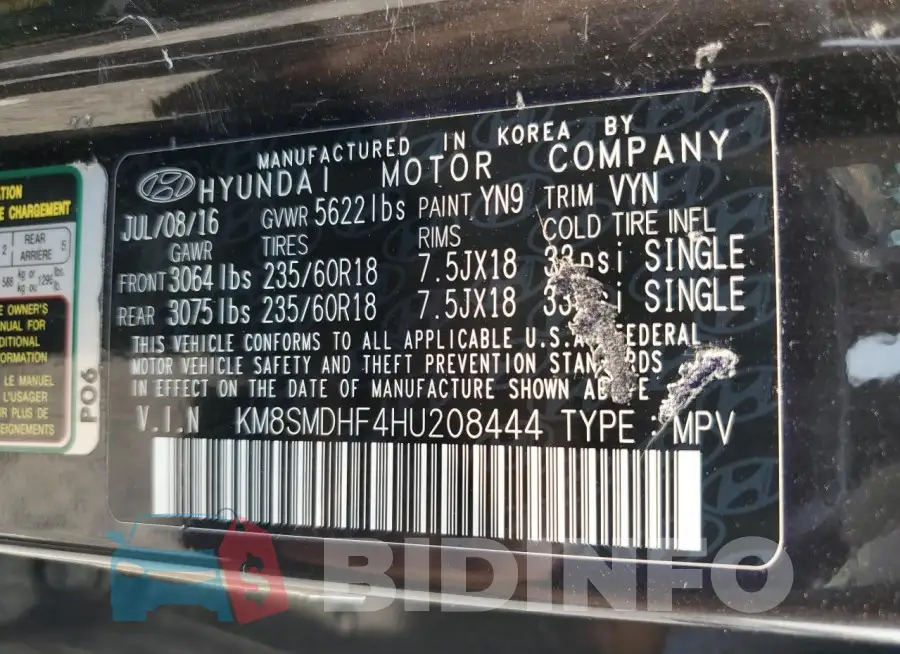 KM8SMDHF4HU208444 Photo# 14
