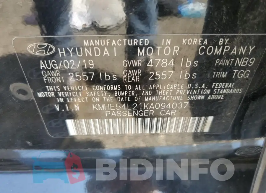 KMHE54L21KA094037 Photo# 12